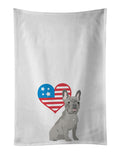 French Bulldog Blue Patriotic Kitchen Towel Set of 2 White Dish Towels Decorative Bathroom Hand towel for Hand, Face, Hair, Yoga, Tea, Dishcloth, 19 X 28", White
