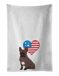 French Bulldog Brindle #1 Patriotic Kitchen Towel Set of 2 White Dish Towels Decorative Bathroom Hand towel for Hand, Face, Hair, Yoga, Tea, Dishcloth, 19 X 28", White