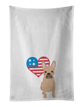 French Bulldog Cream Patriotic Kitchen Towel Set of 2 White Dish Towels Decorative Bathroom Hand towel for Hand, Face, Hair, Yoga, Tea, Dishcloth, 19 X 28", White