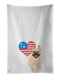 French Bulldog Fawn #2 Patriotic Kitchen Towel Set of 2 White Dish Towels Decorative Bathroom Hand towel for Hand, Face, Hair, Yoga, Tea, Dishcloth, 19 X 28", White
