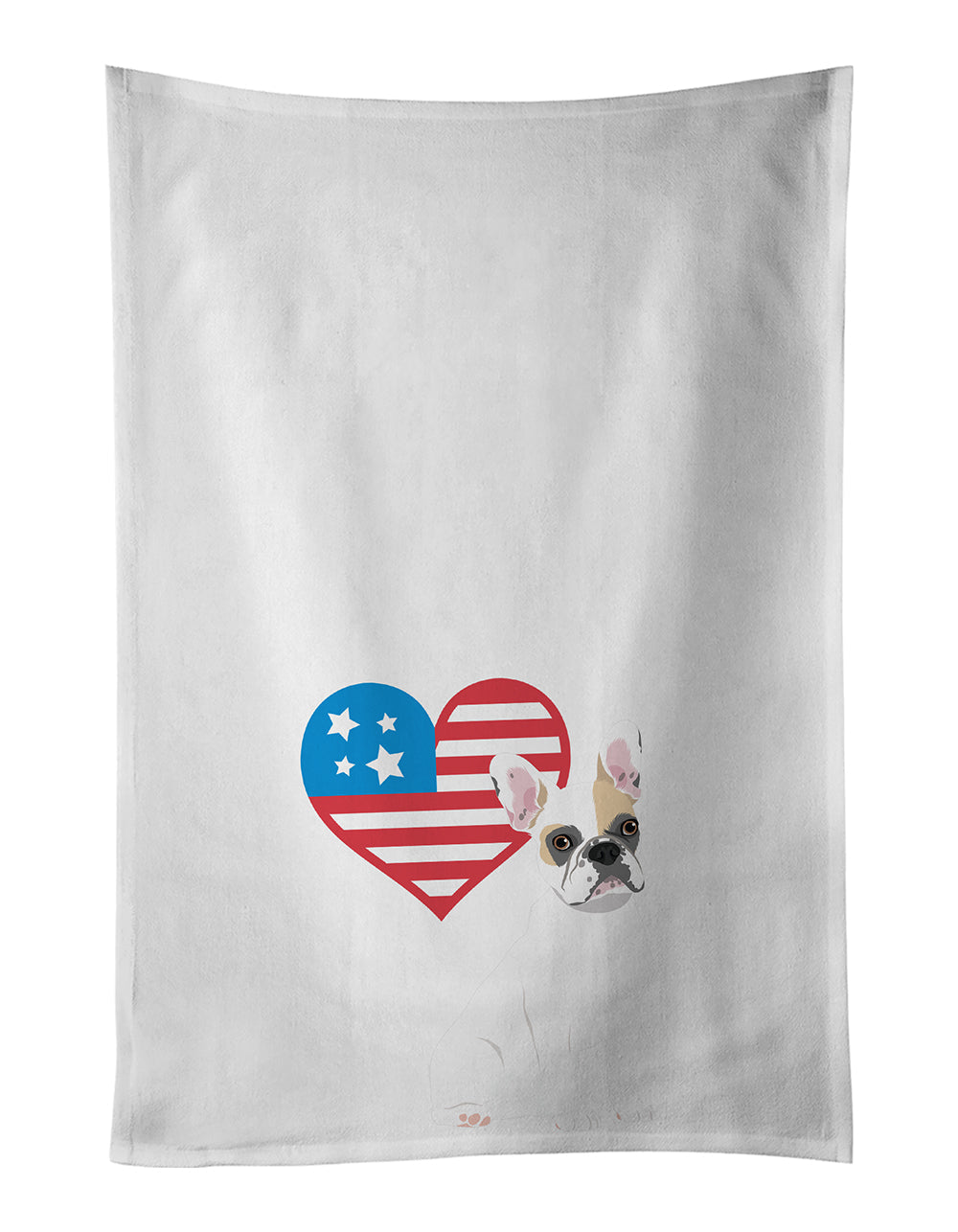 French Bulldog White #1 Patriotic Kitchen Towel Set of 2 White Dish Towels Decorative Bathroom Hand towel for Hand, Face, Hair, Yoga, Tea, Dishcloth, 19 X 28", White