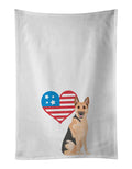 German Shepherd Black and Tan #1 Patriotic Kitchen Towel Set of 2 White Dish Towels Decorative Bathroom Hand towel for Hand, Face, Hair, Yoga, Tea, Dishcloth, 19 X 28", White