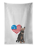German Shepherd Puppy Patriotic Kitchen Towel Set of 2 White Dish Towels Decorative Bathroom Hand towel for Hand, Face, Hair, Yoga, Tea, Dishcloth, 19 X 28", White