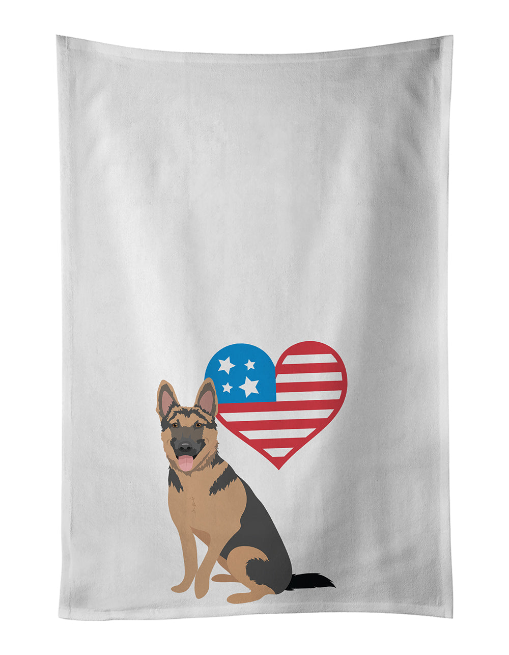 German Shepherd Red and Black Patriotic Kitchen Towel Set of 2 White Dish Towels Decorative Bathroom Hand towel for Hand, Face, Hair, Yoga, Tea, Dishcloth, 19 X 28", White
