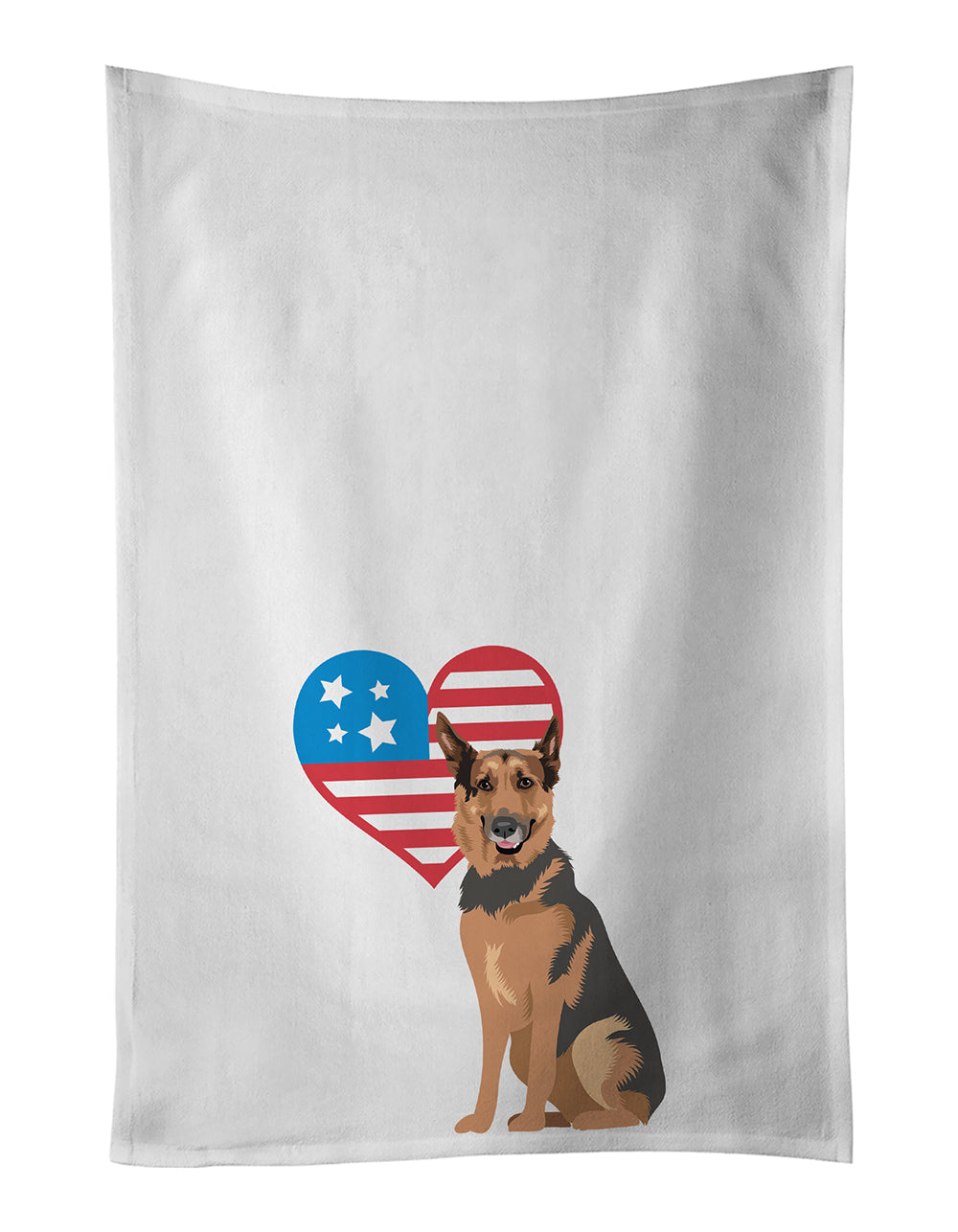 German Shepherd Red Sable Patriotic Kitchen Towel Set of 2 White Dish Towels Decorative Bathroom Hand towel for Hand, Face, Hair, Yoga, Tea, Dishcloth, 19 X 28", White