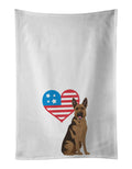 German Shepherd Black and Tan #2 Patriotic Kitchen Towel Set of 2 White Dish Towels Decorative Bathroom Hand towel for Hand, Face, Hair, Yoga, Tea, Dishcloth, 19 X 28", White