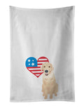 Golden Retriever Fawn #2 Patriotic Kitchen Towel Set of 2 White Dish Towels Decorative Bathroom Hand towel for Hand, Face, Hair, Yoga, Tea, Dishcloth, 19 X 28", White