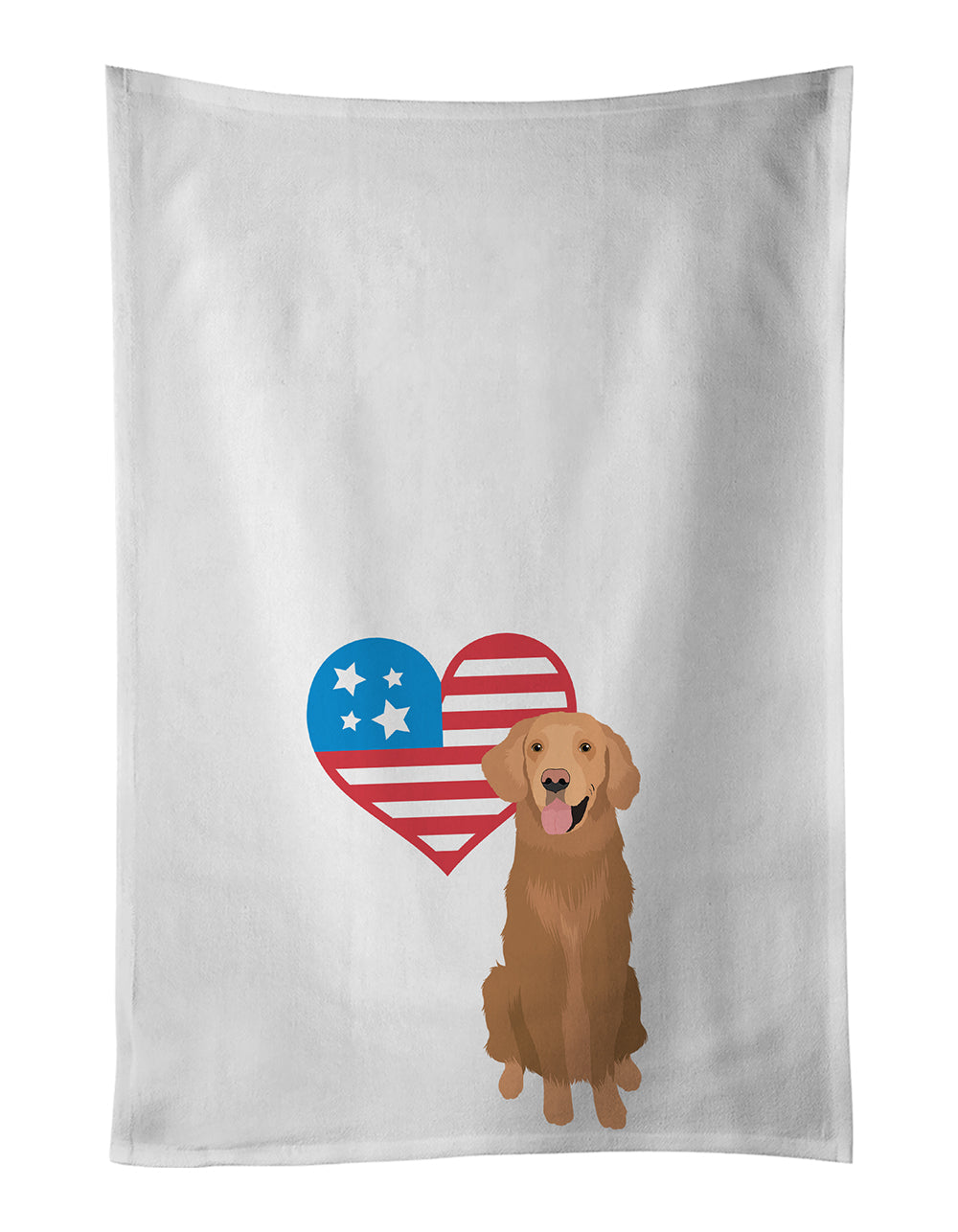 Golden Retriever Red #1 Patriotic Kitchen Towel Set of 2 White Dish Towels Decorative Bathroom Hand towel for Hand, Face, Hair, Yoga, Tea, Dishcloth, 19 X 28", White