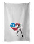 Siberian Husky Black and White #3 Patriotic Kitchen Towel Set of 2 White Dish Towels Decorative Bathroom Hand towel for Hand, Face, Hair, Yoga, Tea, Dishcloth, 19 X 28", White