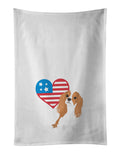Cavalier King Charles Spaniel Blenheim #1 Patriotic Kitchen Towel Set of 2 White Dish Towels Decorative Bathroom Hand towel for Hand, Face, Hair, Yoga, Tea, Dishcloth, 19 X 28", White