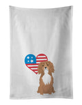 Cavalier King Charles Spaniel Ruby Patriotic Kitchen Towel Set of 2 White Dish Towels Decorative Bathroom Hand towel for Hand, Face, Hair, Yoga, Tea, Dishcloth, 19 X 28", White