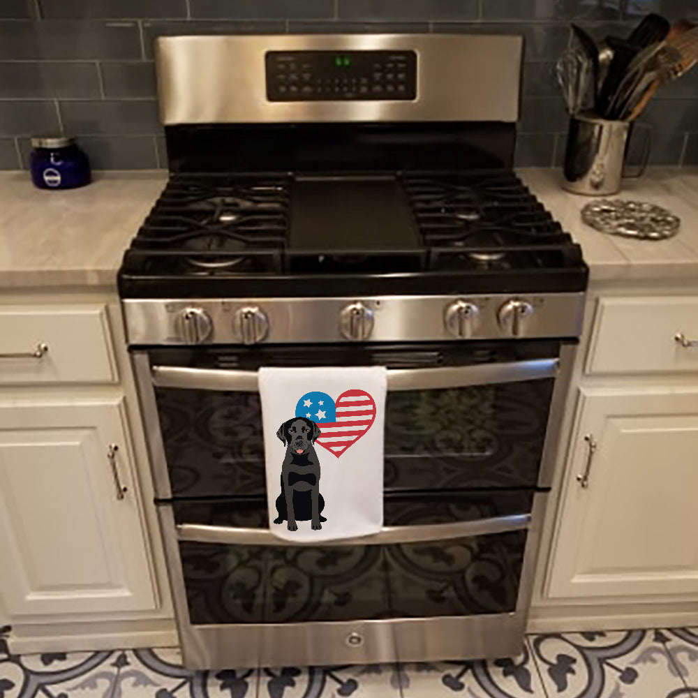 Labrador Retriever Black #3 Patriotic Kitchen Towel Set of 2 White Dish Towels Decorative Bathroom Hand towel for Hand, Face, Hair, Yoga, Tea, Dishcloth, 19 X 28", White