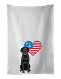 Labrador Retriever Black #3 Patriotic Kitchen Towel Set of 2 White Dish Towels Decorative Bathroom Hand towel for Hand, Face, Hair, Yoga, Tea, Dishcloth, 19 X 28", White