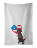 Labrador Retriever Chocolate #1 Patriotic Kitchen Towel Set of 2 White Dish Towels Decorative Bathroom Hand towel for Hand, Face, Hair, Yoga, Tea, Dishcloth, 19 X 28", White