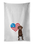 Labrador Retriever Chocolate #2 Patriotic Kitchen Towel Set of 2 White Dish Towels Decorative Bathroom Hand towel for Hand, Face, Hair, Yoga, Tea, Dishcloth, 19 X 28", White