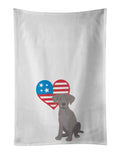 Labrador Retriever Gray Puppy Patriotic Kitchen Towel Set of 2 White Dish Towels Decorative Bathroom Hand towel for Hand, Face, Hair, Yoga, Tea, Dishcloth, 19 X 28", White