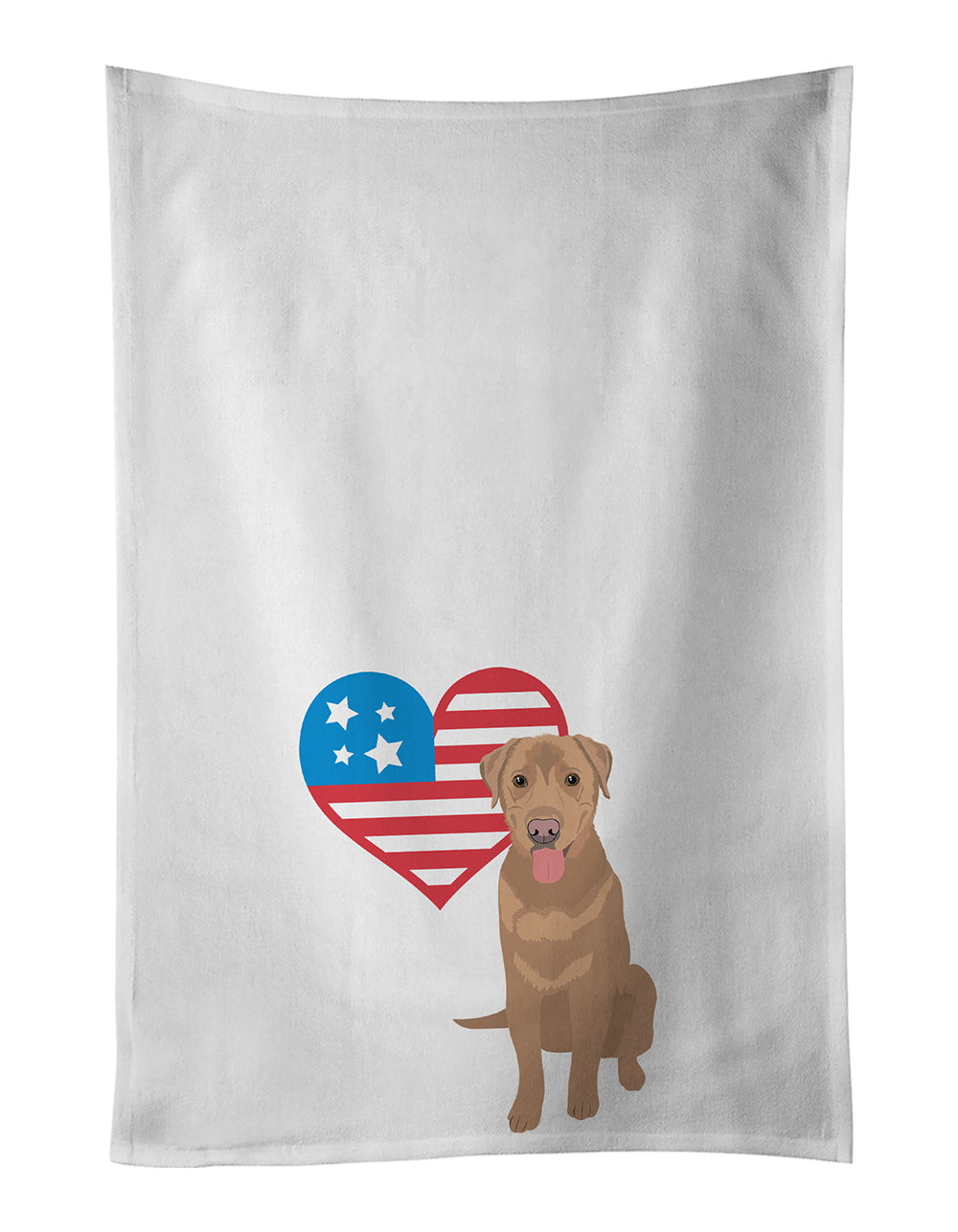 Labrador Retriever Red Patriotic Kitchen Towel Set of 2 White Dish Towels Decorative Bathroom Hand towel for Hand, Face, Hair, Yoga, Tea, Dishcloth, 19 X 28", White