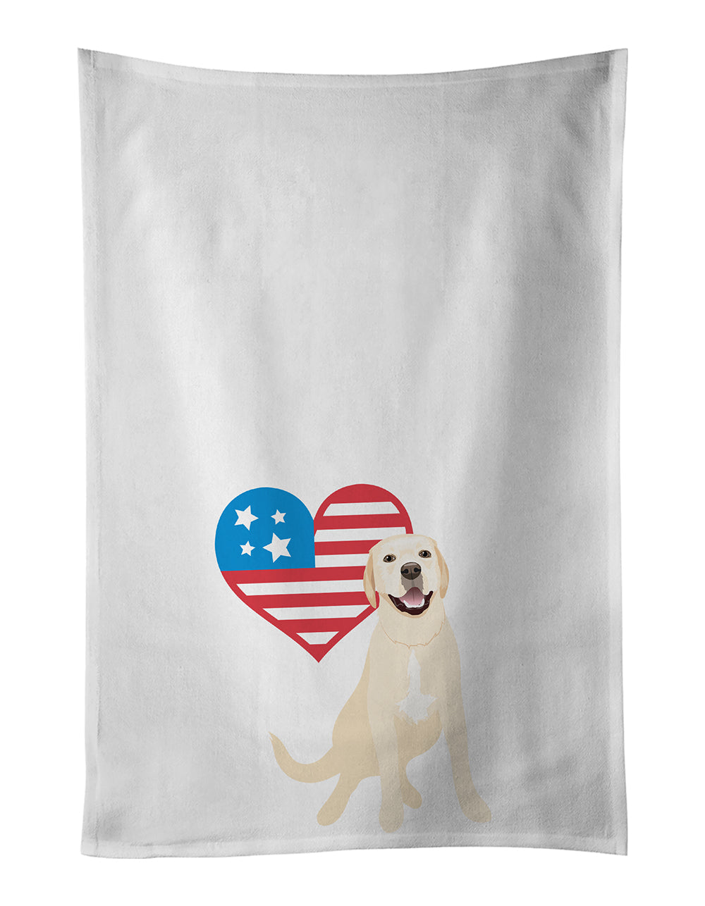 Labrador Retriever Yellow #2 Patriotic Kitchen Towel Set of 2 White Dish Towels Decorative Bathroom Hand towel for Hand, Face, Hair, Yoga, Tea, Dishcloth, 19 X 28", White