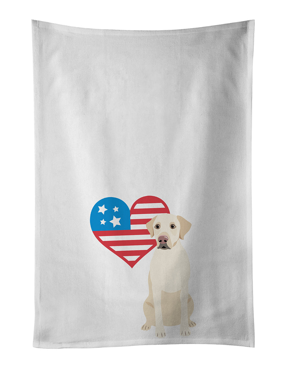 Labrador Retriever Yellow #3 Patriotic Kitchen Towel Set of 2 White Dish Towels Decorative Bathroom Hand towel for Hand, Face, Hair, Yoga, Tea, Dishcloth, 19 X 28", White