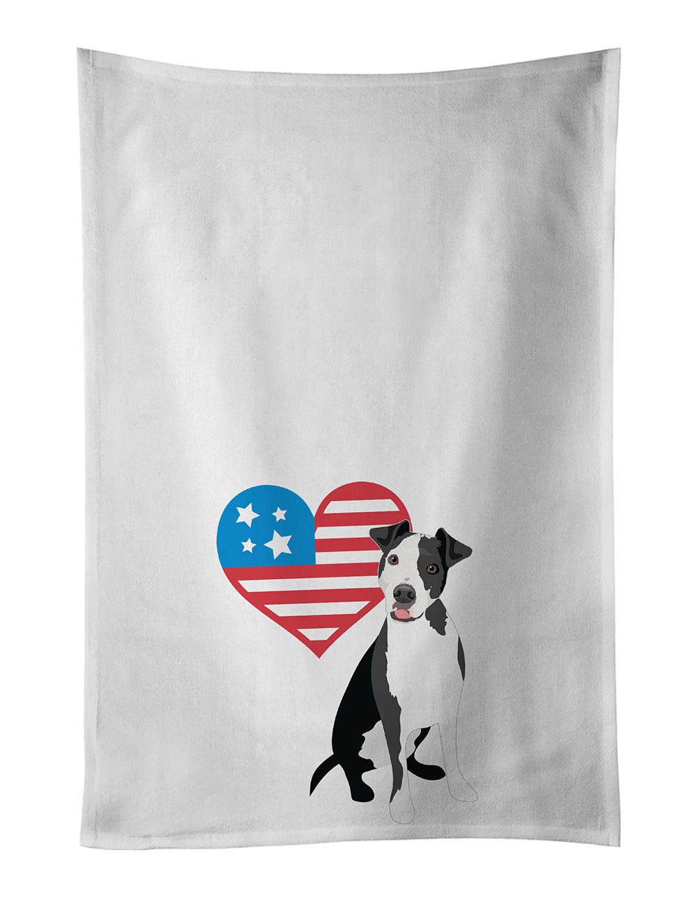 Pit Bull Black #2 Patriotic Kitchen Towel Set of 2 White Dish Towels Decorative Bathroom Hand towel for Hand, Face, Hair, Yoga, Tea, Dishcloth, 19 X 28", White