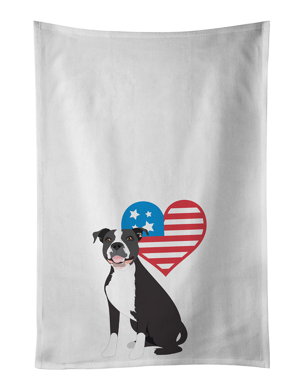 Pit Bull Black #3 Patriotic Kitchen Towel Set of 2 White Dish Towels Decorative Bathroom Hand towel for Hand, Face, Hair, Yoga, Tea, Dishcloth, 19 X 28", White