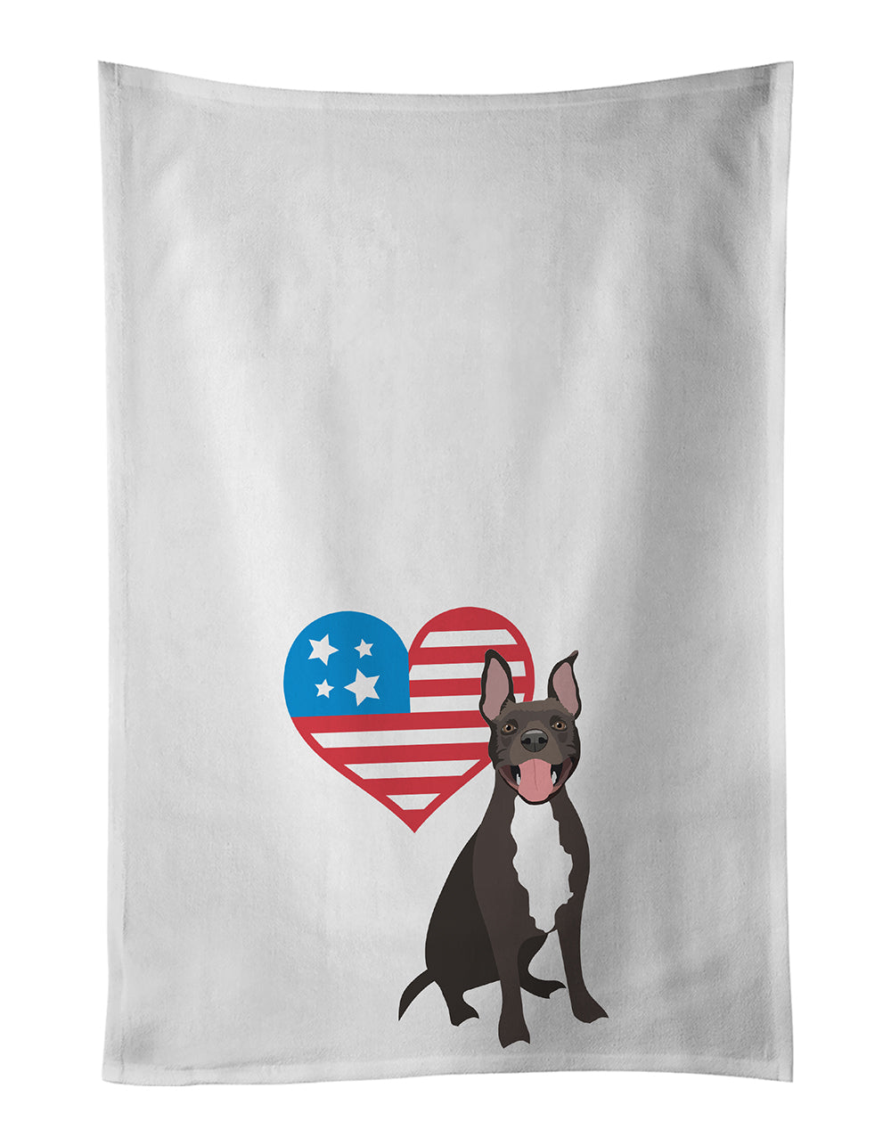 Pit Bull Black #4 Patriotic Kitchen Towel Set of 2 White Dish Towels Decorative Bathroom Hand towel for Hand, Face, Hair, Yoga, Tea, Dishcloth, 19 X 28", White