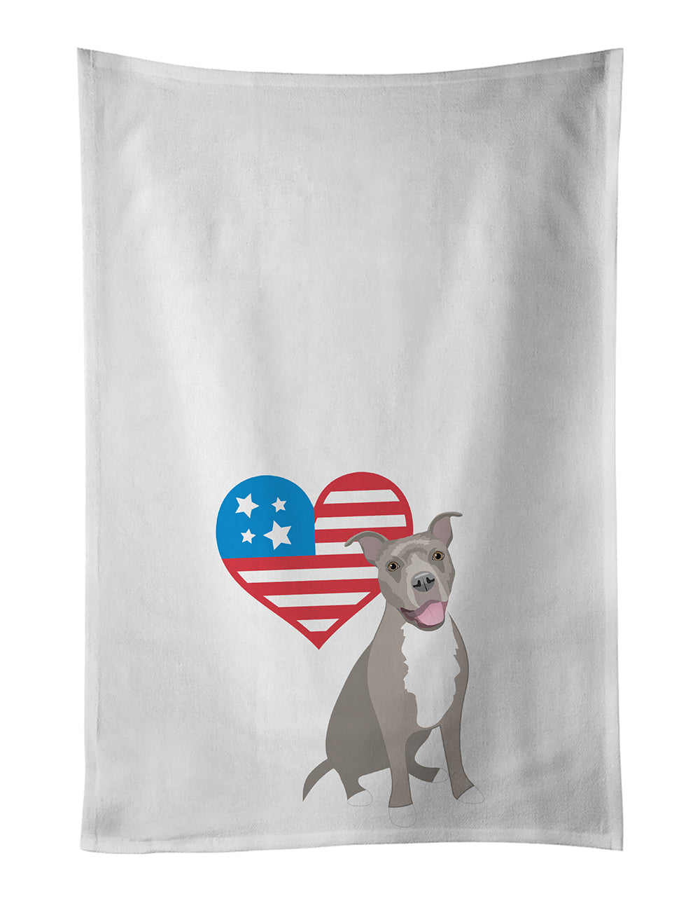 Pit Bull Blue #1 Patriotic Kitchen Towel Set of 2 White Dish Towels Decorative Bathroom Hand towel for Hand, Face, Hair, Yoga, Tea, Dishcloth, 19 X 28", White