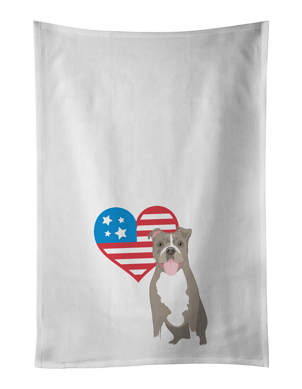 Pit Bull Blue #2 Patriotic Kitchen Towel Set of 2 White Dish Towels Decorative Bathroom Hand towel for Hand, Face, Hair, Yoga, Tea, Dishcloth, 19 X 28", White