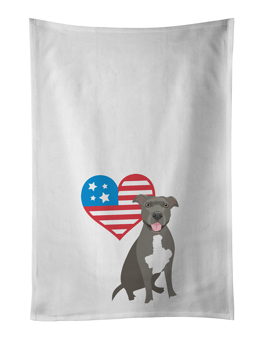 Pit Bull Blue #3 Patriotic Kitchen Towel Set of 2 White Dish Towels Decorative Bathroom Hand towel for Hand, Face, Hair, Yoga, Tea, Dishcloth, 19 X 28", White