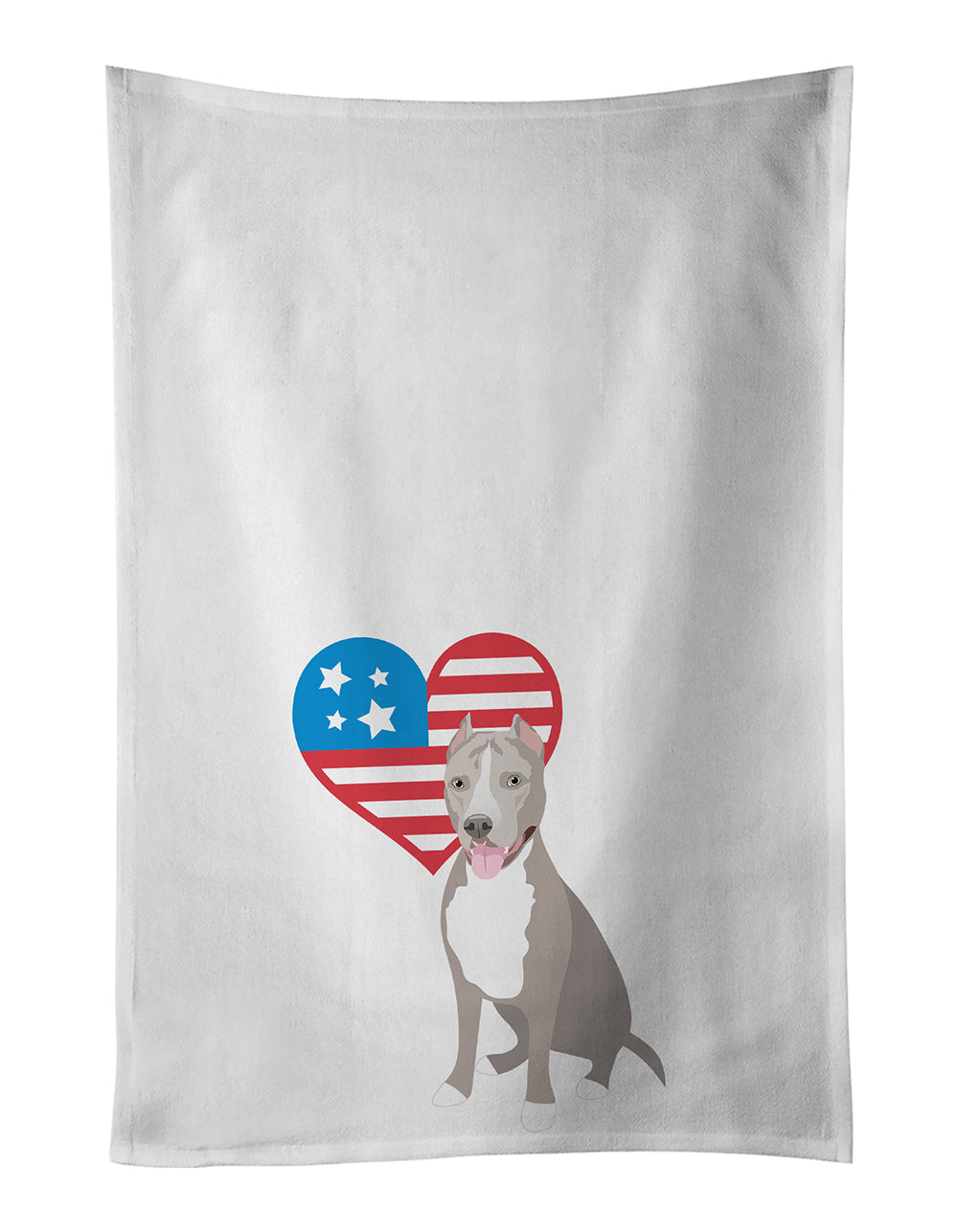 Pit Bull Blue #5 Patriotic Kitchen Towel Set of 2 White Dish Towels Decorative Bathroom Hand towel for Hand, Face, Hair, Yoga, Tea, Dishcloth, 19 X 28", White