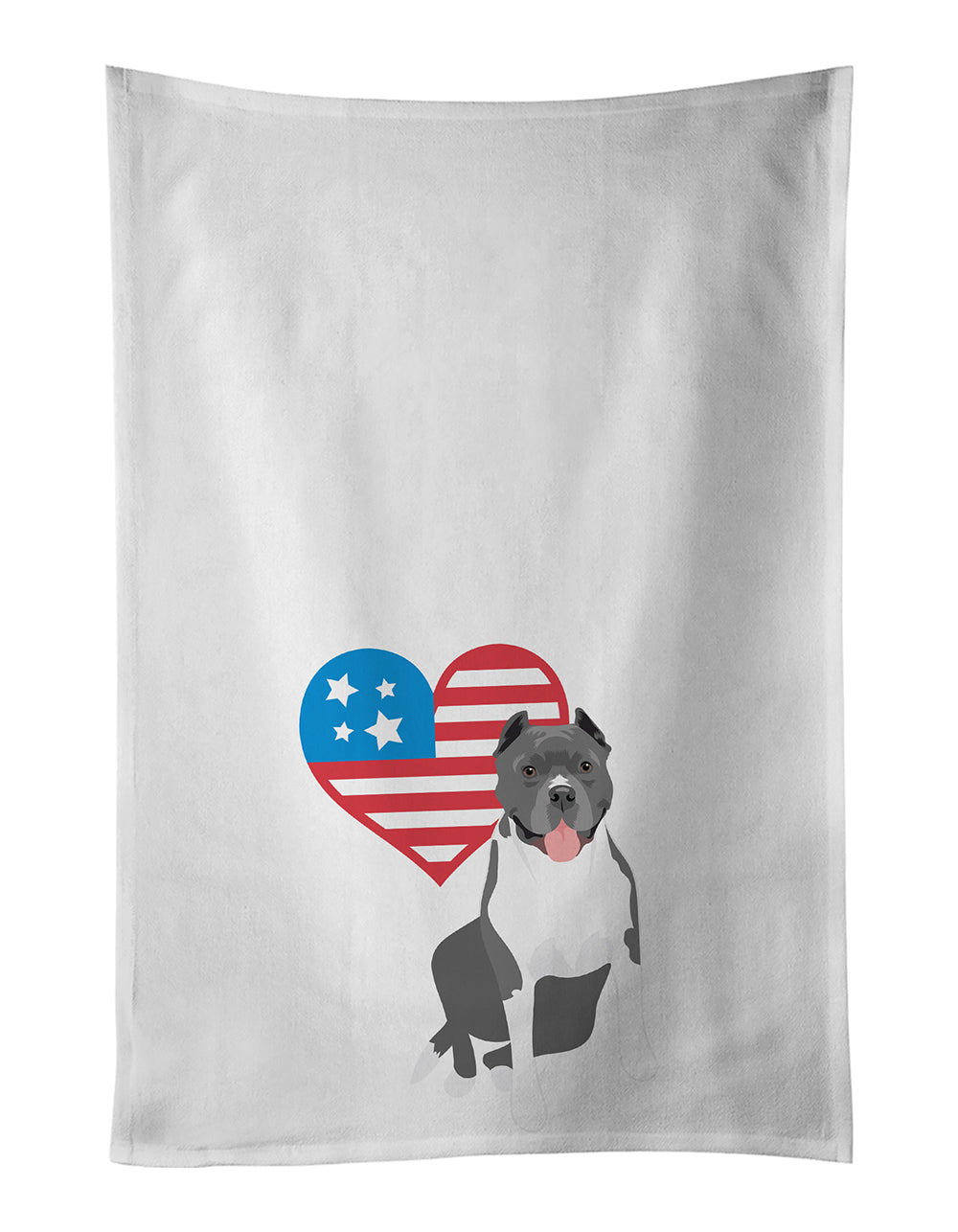 Pit Bull Blue #7 Patriotic Kitchen Towel Set of 2 White Dish Towels Decorative Bathroom Hand towel for Hand, Face, Hair, Yoga, Tea, Dishcloth, 19 X 28", White