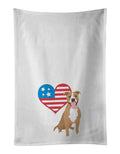 Pit Bull Fawn #2 Patriotic Kitchen Towel Set of 2 White Dish Towels Decorative Bathroom Hand towel for Hand, Face, Hair, Yoga, Tea, Dishcloth, 19 X 28", White