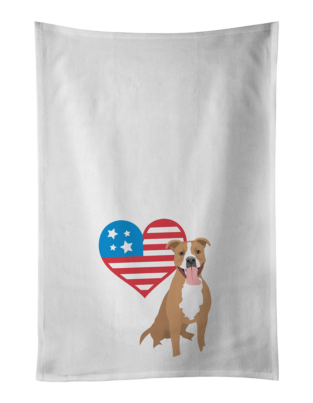 Pit Bull Fawn #2 Patriotic Kitchen Towel Set of 2 White Dish Towels Decorative Bathroom Hand towel for Hand, Face, Hair, Yoga, Tea, Dishcloth, 19 X 28", White