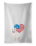 Pit Bull Puppy Patriotic Kitchen Towel Set of 2 White Dish Towels Decorative Bathroom Hand towel for Hand, Face, Hair, Yoga, Tea, Dishcloth, 19 X 28", White