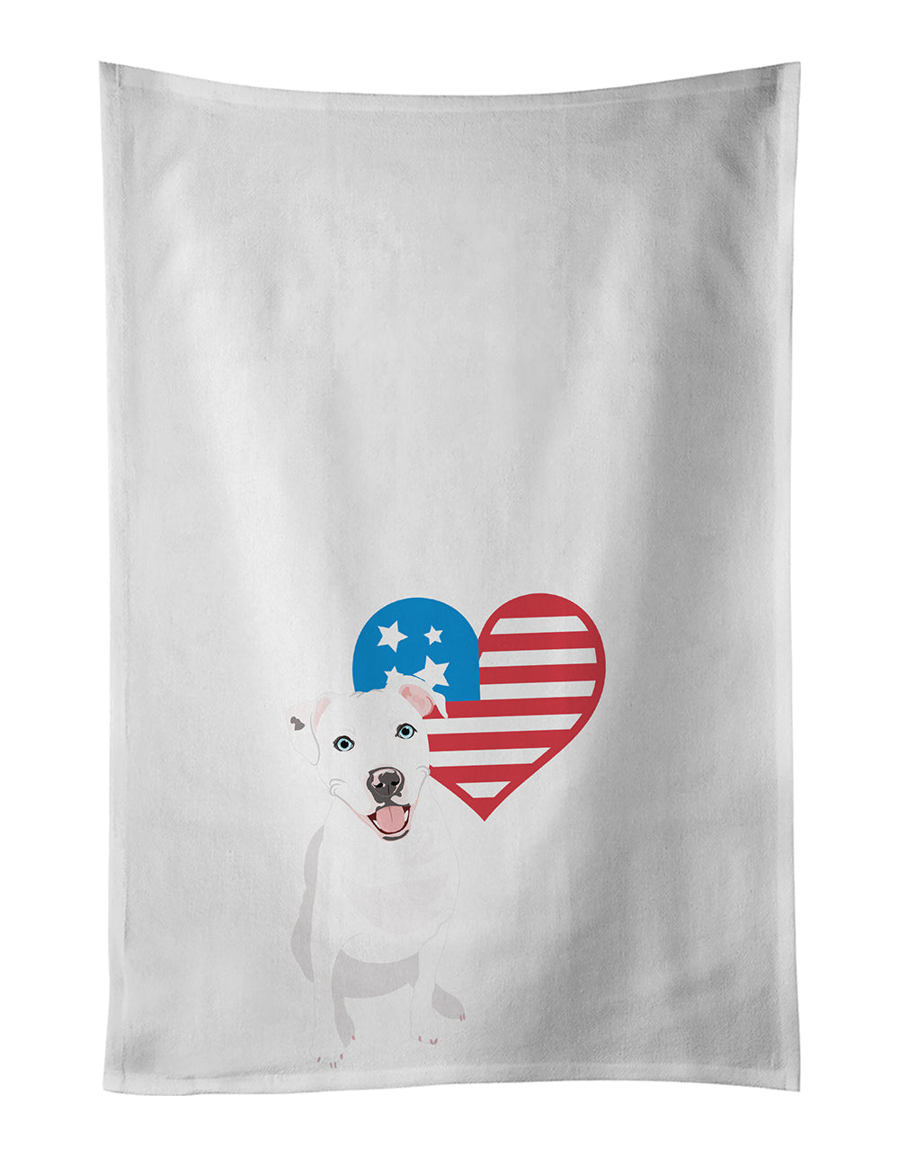 Pit Bull White #1 Patriotic Kitchen Towel Set of 2 White Dish Towels Decorative Bathroom Hand towel for Hand, Face, Hair, Yoga, Tea, Dishcloth, 19 X 28", White
