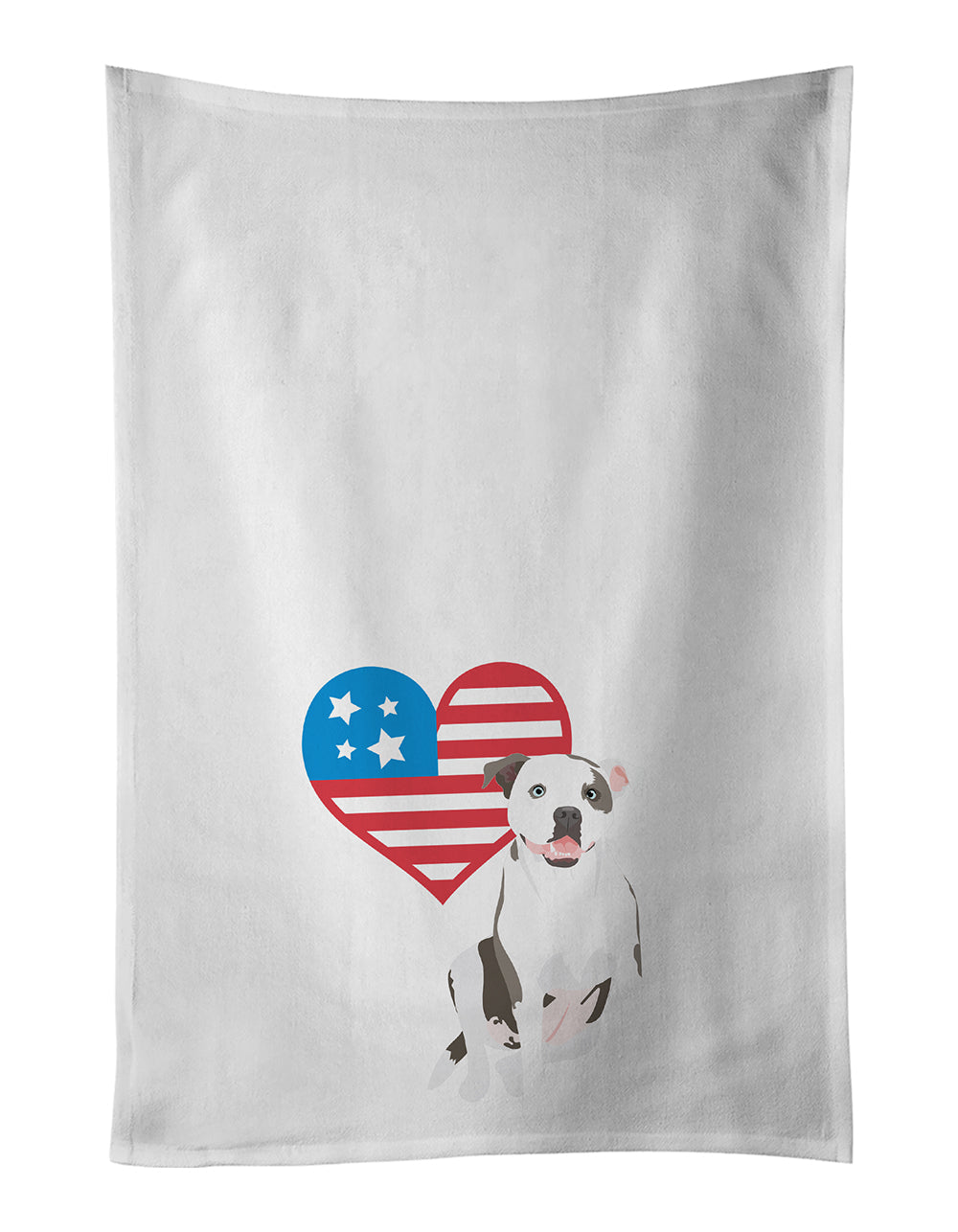 Pit Bull White #3 Patriotic Kitchen Towel Set of 2 White Dish Towels Decorative Bathroom Hand towel for Hand, Face, Hair, Yoga, Tea, Dishcloth, 19 X 28", White