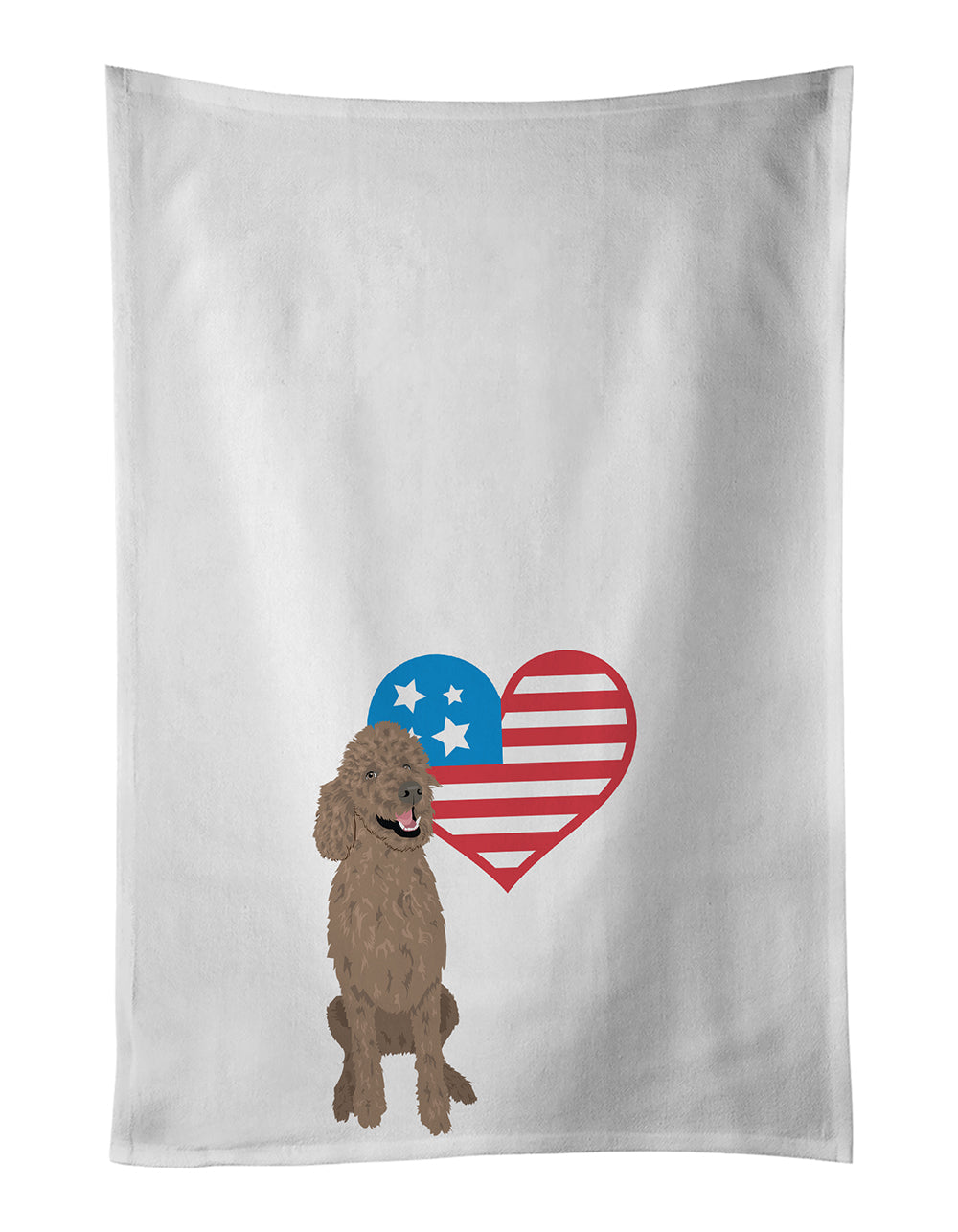 Poodle Standard Brown Patriotic Kitchen Towel Set of 2 White Dish Towels Decorative Bathroom Hand towel for Hand, Face, Hair, Yoga, Tea, Dishcloth, 19 X 28", White