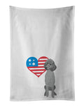 Poodle Standard Gray Patriotic Kitchen Towel Set of 2 White Dish Towels Decorative Bathroom Hand towel for Hand, Face, Hair, Yoga, Tea, Dishcloth, 19 X 28", White