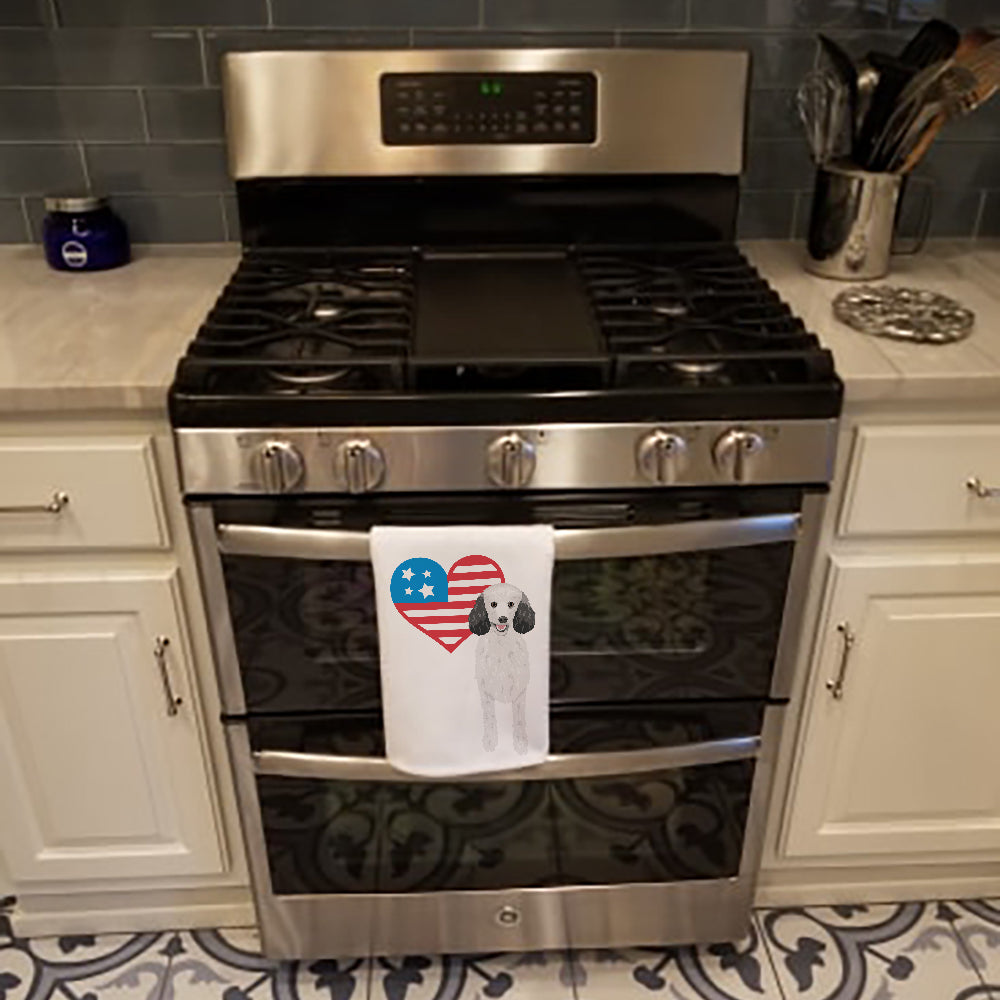 Poodle Standard Silver Patriotic Kitchen Towel Set of 2 White Dish Towels Decorative Bathroom Hand towel for Hand, Face, Hair, Yoga, Tea, Dishcloth, 19 X 28", White
