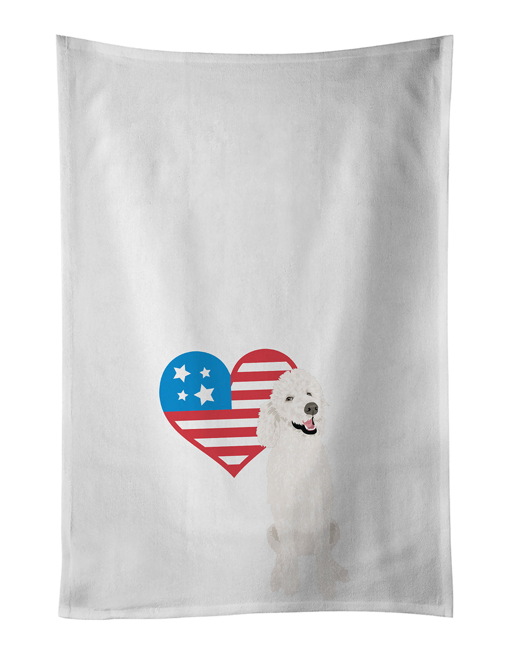 Poodle Standard White Patriotic Kitchen Towel Set of 2 White Dish Towels Decorative Bathroom Hand towel for Hand, Face, Hair, Yoga, Tea, Dishcloth, 19 X 28", White