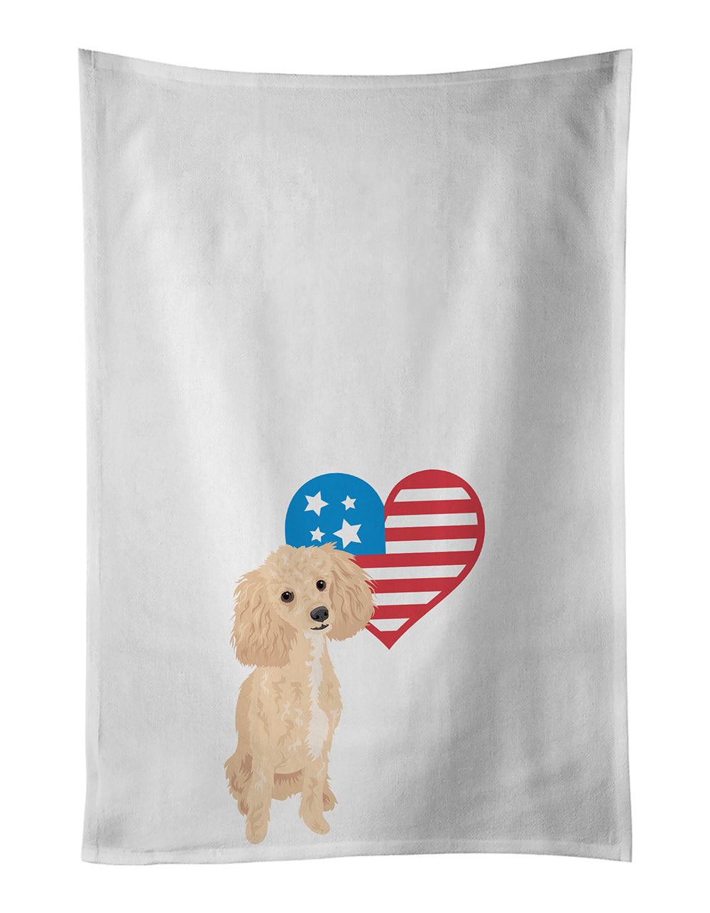 Poodle Toy Apricot #1 Patriotic Kitchen Towel Set of 2 White Dish Towels Decorative Bathroom Hand towel for Hand, Face, Hair, Yoga, Tea, Dishcloth, 19 X 28", White