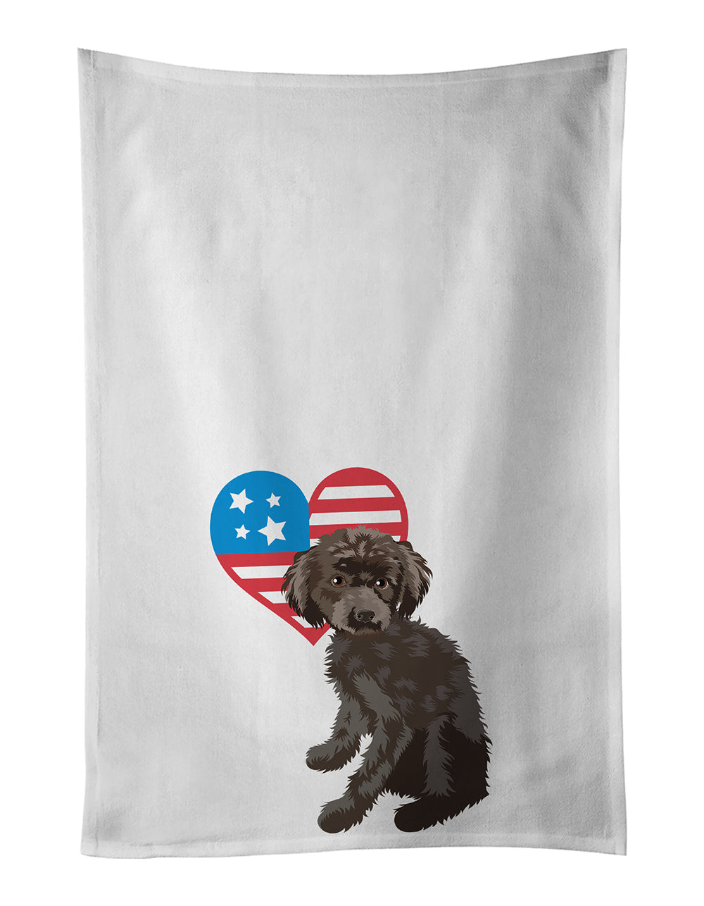 Poodle Toy Brown Patriotic Kitchen Towel Set of 2 White Dish Towels Decorative Bathroom Hand towel for Hand, Face, Hair, Yoga, Tea, Dishcloth, 19 X 28", White