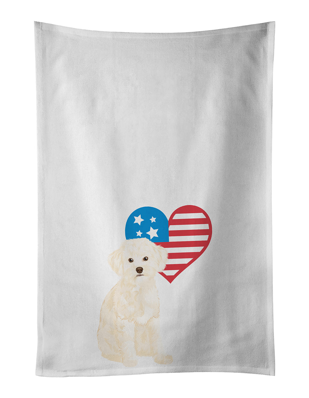 Poodle Toy Cream Patriotic Kitchen Towel Set of 2 White Dish Towels Decorative Bathroom Hand towel for Hand, Face, Hair, Yoga, Tea, Dishcloth, 19 X 28", White