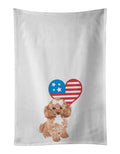 Poodle Toy Red Patriotic Kitchen Towel Set of 2 White Dish Towels Decorative Bathroom Hand towel for Hand, Face, Hair, Yoga, Tea, Dishcloth, 19 X 28", White