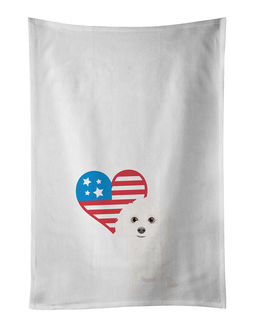 Poodle Toy White Patriotic Kitchen Towel Set of 2 White Dish Towels Decorative Bathroom Hand towel for Hand, Face, Hair, Yoga, Tea, Dishcloth, 19 X 28", White