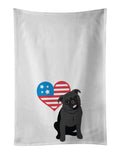 Pug Black #1 Patriotic Kitchen Towel Set of 2 White Dish Towels Decorative Bathroom Hand towel for Hand, Face, Hair, Yoga, Tea, Dishcloth, 19 X 28", White