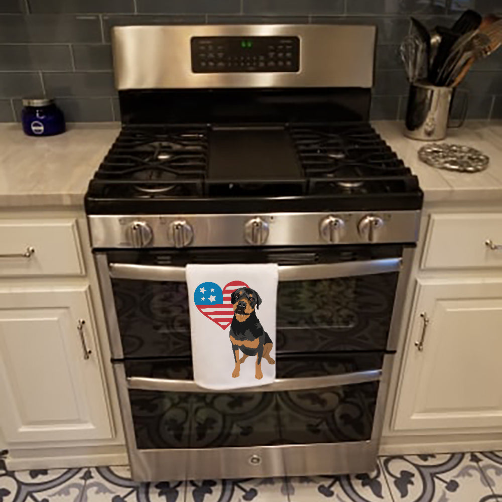 Rottweiler Black and Rust Patriotic Kitchen Towel Set of 2 White Dish Towels Decorative Bathroom Hand towel for Hand, Face, Hair, Yoga, Tea, Dishcloth, 19 X 28", White