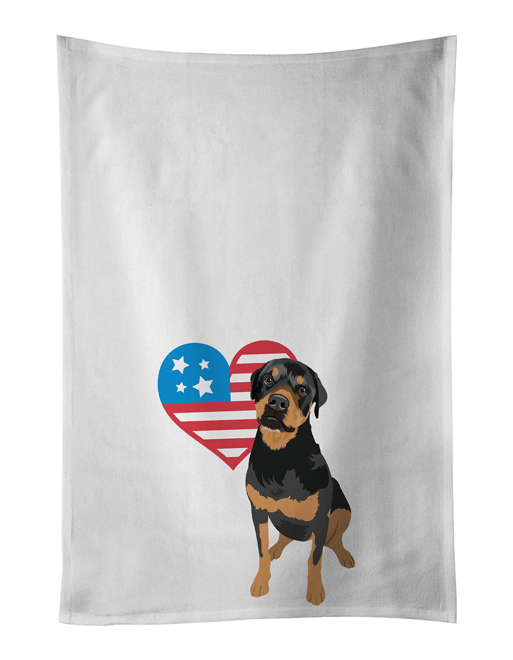 Rottweiler Black and Rust Patriotic Kitchen Towel Set of 2 White Dish Towels Decorative Bathroom Hand towel for Hand, Face, Hair, Yoga, Tea, Dishcloth, 19 X 28", White