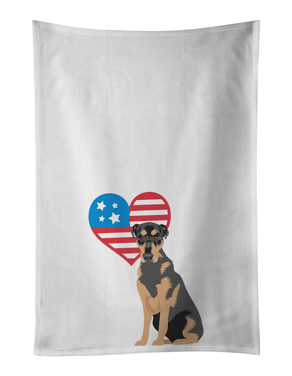 Rottweiler Black and Tan #2 Patriotic Kitchen Towel Set of 2 White Dish Towels Decorative Bathroom Hand towel for Hand, Face, Hair, Yoga, Tea, Dishcloth, 19 X 28", White