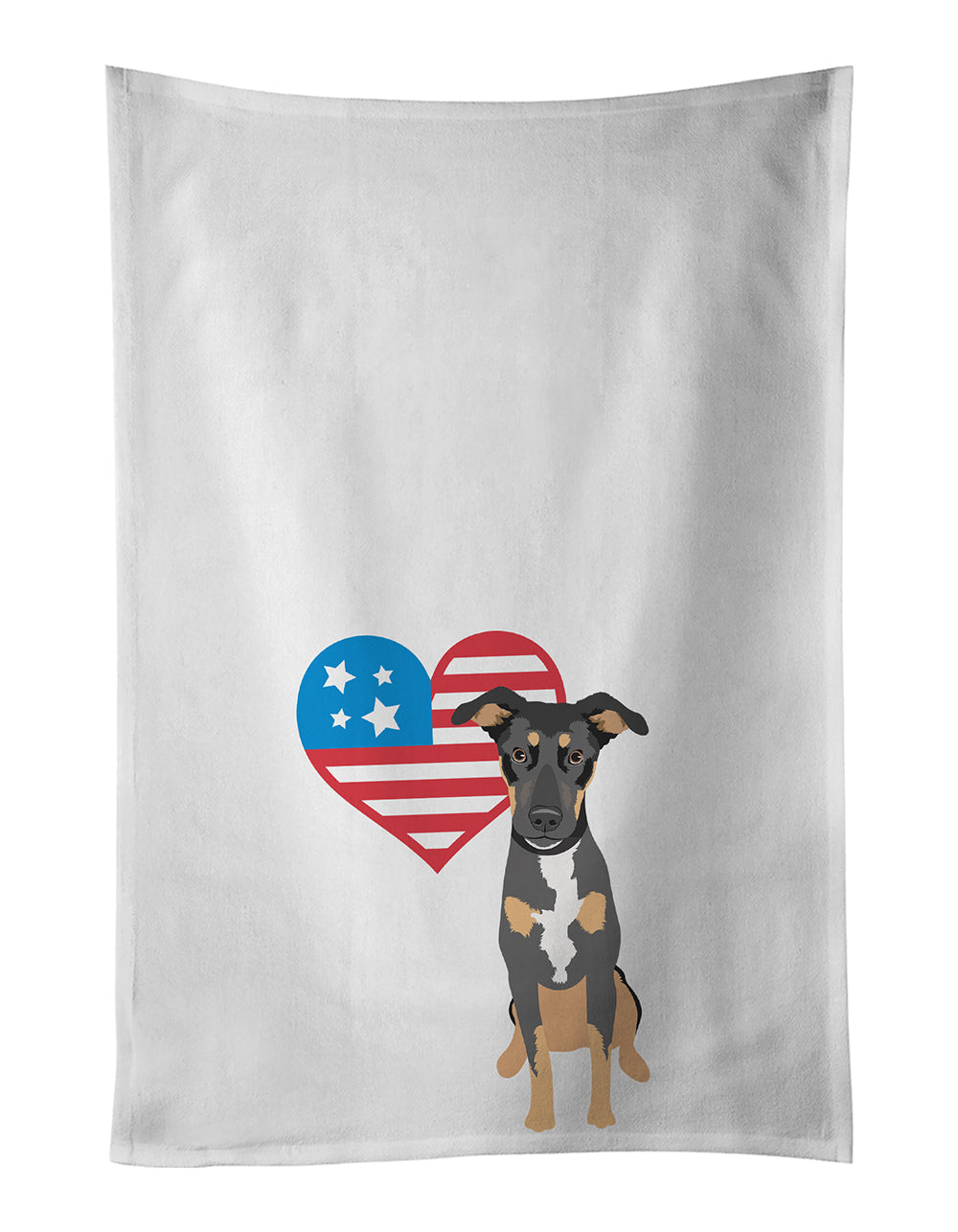 Rottweiler Black and Tan #6 Patriotic Kitchen Towel Set of 2 White Dish Towels Decorative Bathroom Hand towel for Hand, Face, Hair, Yoga, Tea, Dishcloth, 19 X 28", White